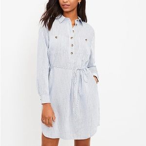 NWOT Loft Petite Striped Pocket Shirtdress
